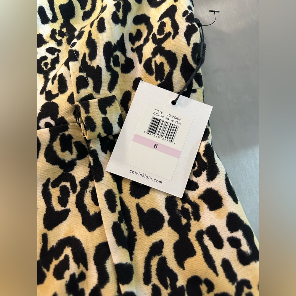 Calvin Klein Animal Print Dress in Black and Tan - Picture 4 of 7
